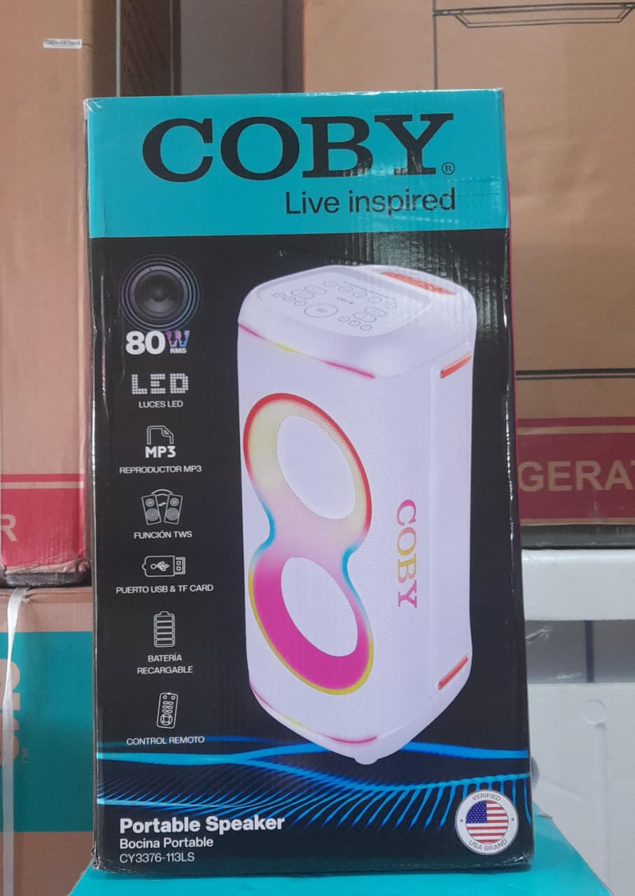 Bocina portátil Coby modelo CY3376-113LS en color blanco